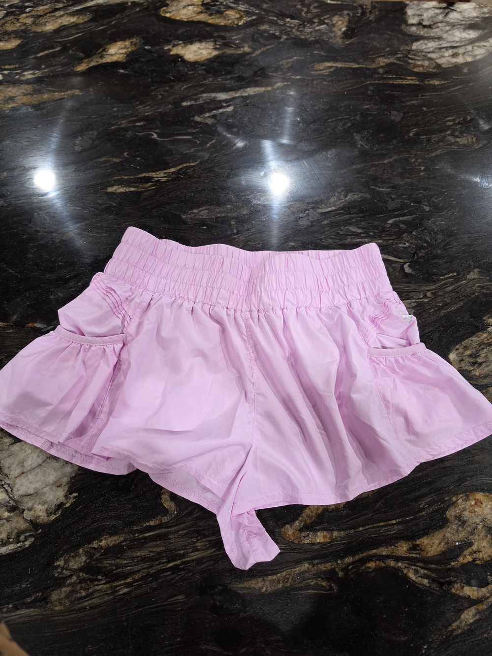 Free People Light Pink Smocked Waist Ruffle Skort